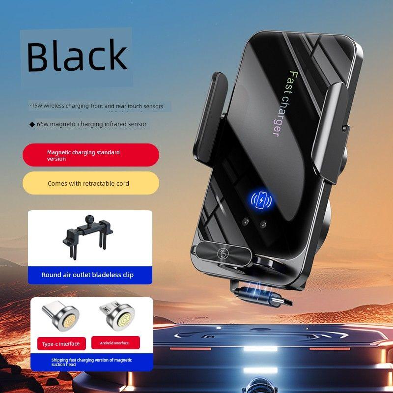 New Car Mount with Wireless Charging and Type-C Data Cable, Smart Sensor Phone Holder That Does Not Block the Camera
