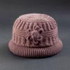Plush Floral Knitted Bucket Hat Flower Warm Fisherman Hat Retro Woolen Hat  Autumn and Winter