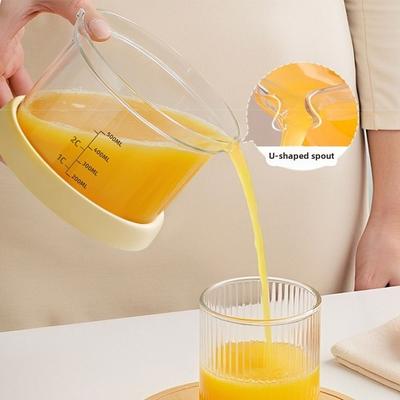 Transparent Manual Fruit Juicer Scale Measure with Cover Juice Extractor U-shape Spout Labor-Saving Citrus Press Office Use