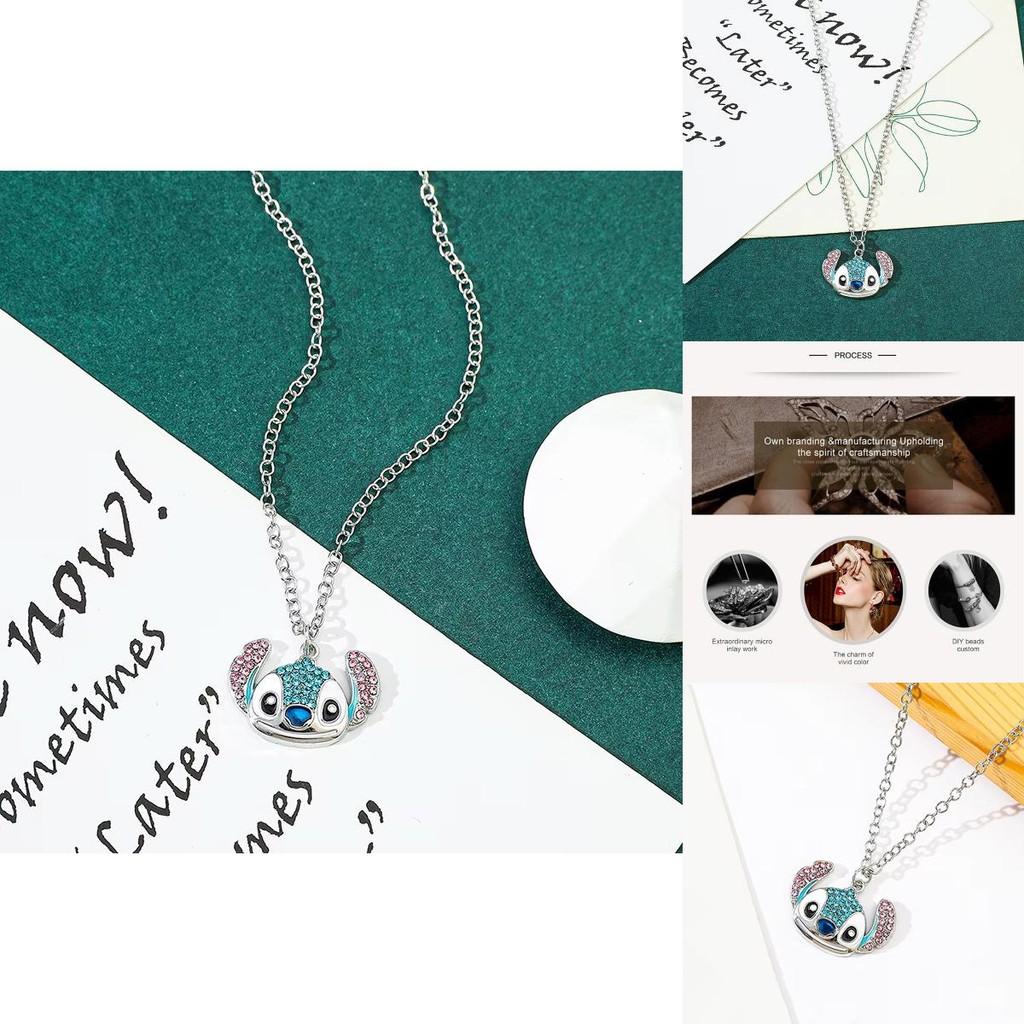 Adorable Cartoon Stitch Rhinestone Pendant Necklace For Fashionable Holiday Gift
