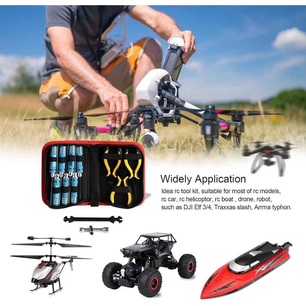 12Pcs RC Car Tools Kits Screwdriver Set (Hex, Phillips, Flat) Pliers Socket Wrench Hobby Tools Kits for Traxxas Arrma RC Car Dro