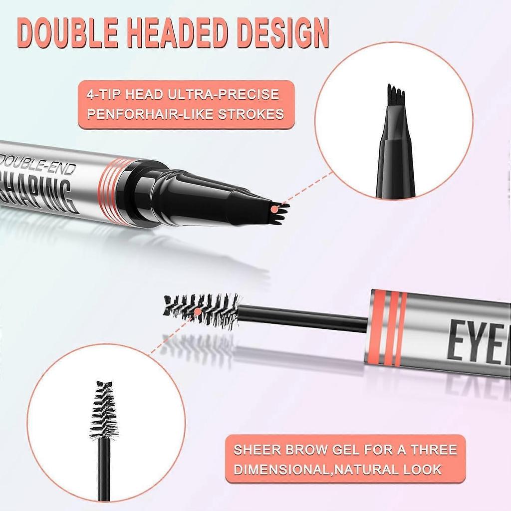 Magic Eyebrow Pencil, 3D Micro Waterproof Eyebrow Pencil, Microblading Eyebrow Pencil with 4 Fork Tips, Creates Natural Eyebrows