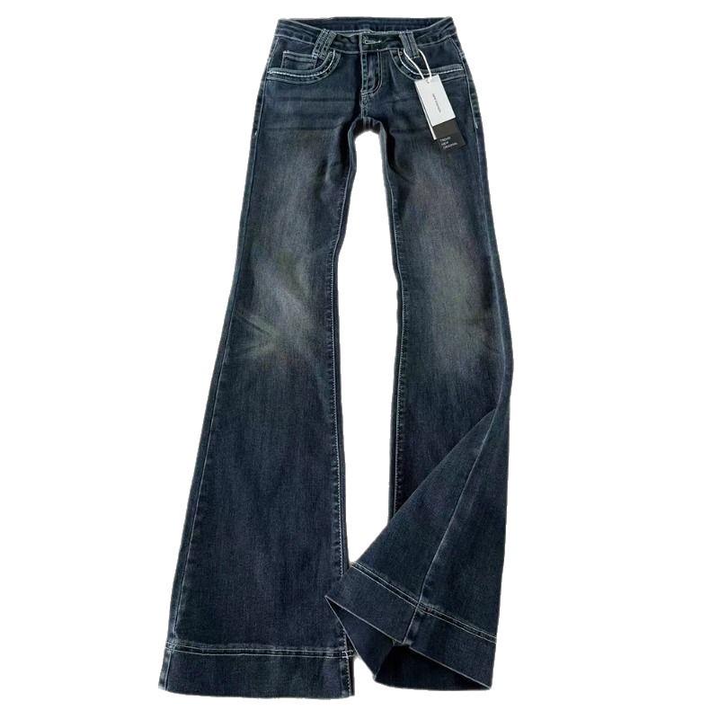 Damskor Retro Låg midja Smal passform Micro-flare Stretchjeans - Casual Golvlånga utsvängda byxor