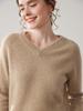 Women's Autumn Winter Cashmere V-Neck Raglan Sleeve Thick Knit Sweater