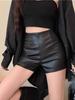 Women's High-Waist PU Leather Shorts - 2023 Autumn/Winter Slim Fit Sexy Black Hot Pants