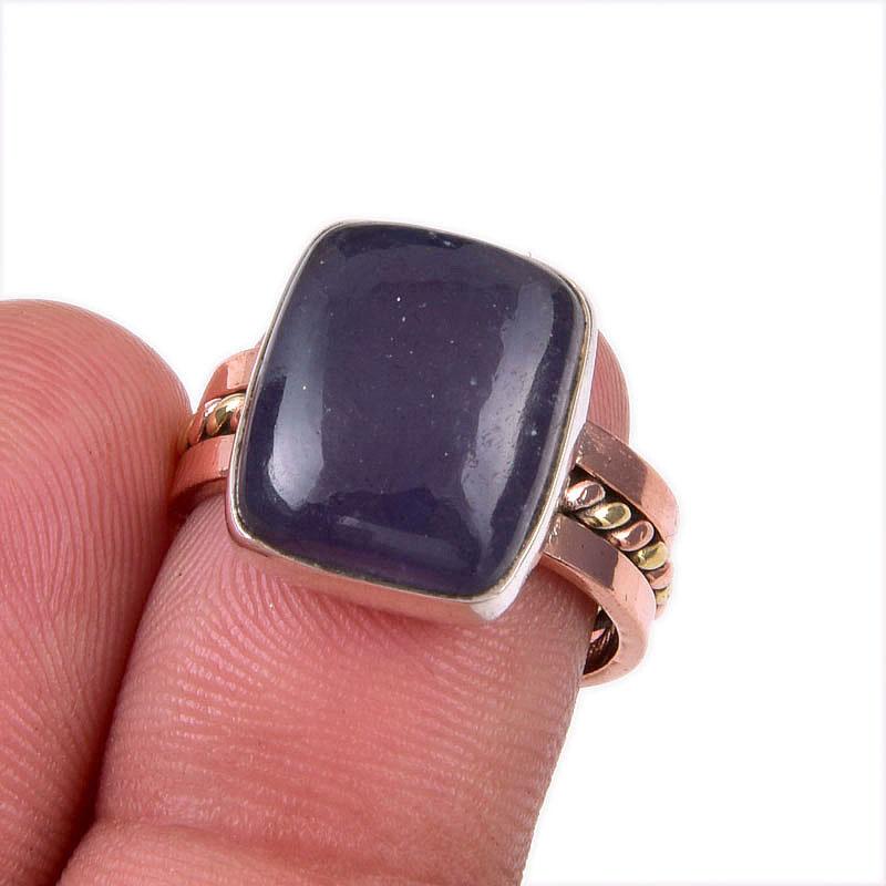

Natural Iolite Gemstone 925 Solid Sterling Silver Gift Two Tone Ring S.6.5 a5f07