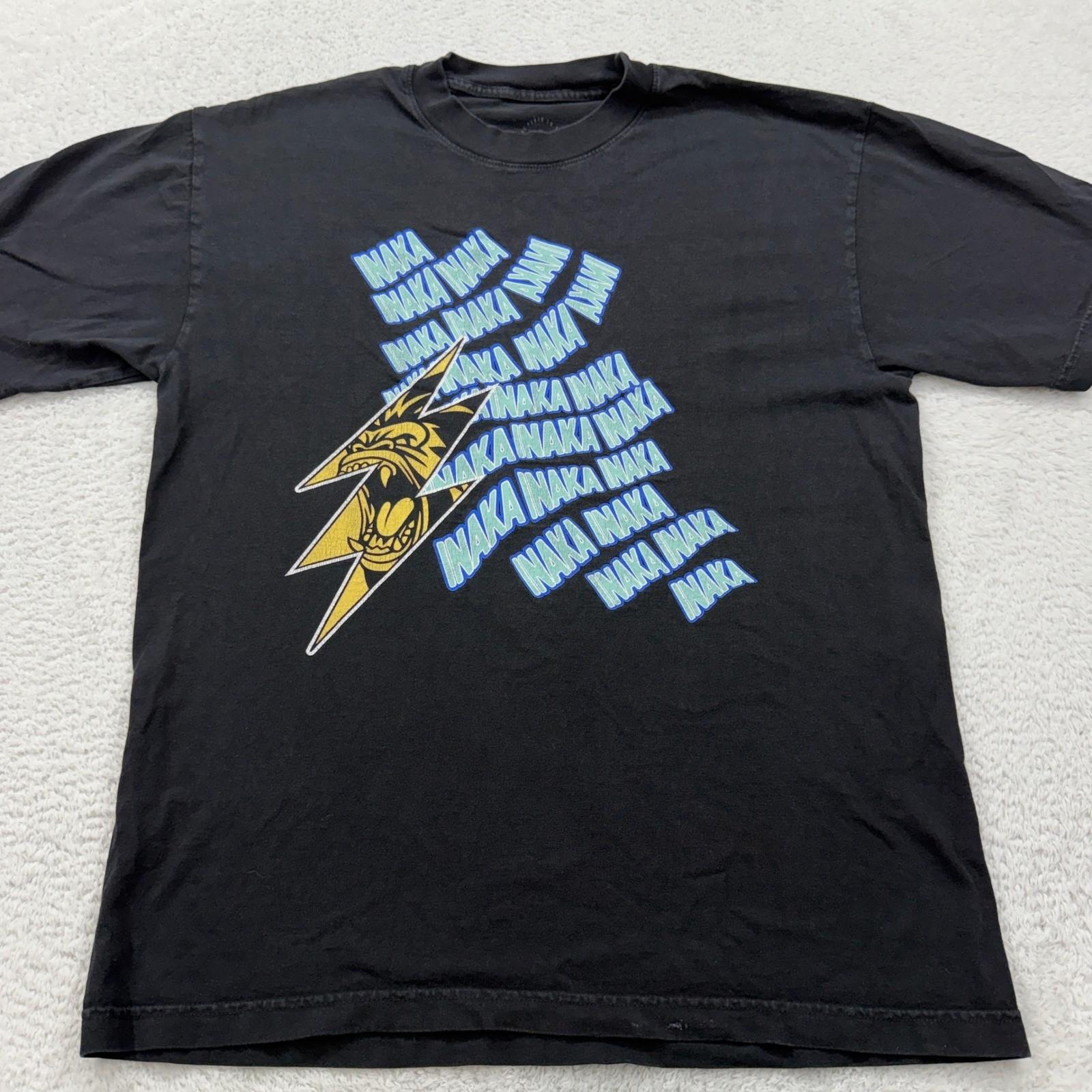 INAKA Lightning Bolt Graphic Print T Shirt Men s Medium Black Cotton Unisex T-Shirt S