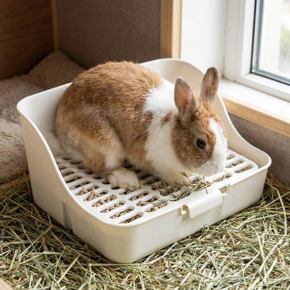 Stable Rabbit Toilet Splash-Proof Animal Potty Trainer Durable Animal Litter Box Pet Cleaning