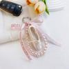Fashionable Ballet Shoe Keychain Charm with Pearls Ribbon Designs Lovely and Stylish Accessory Portable for Girls