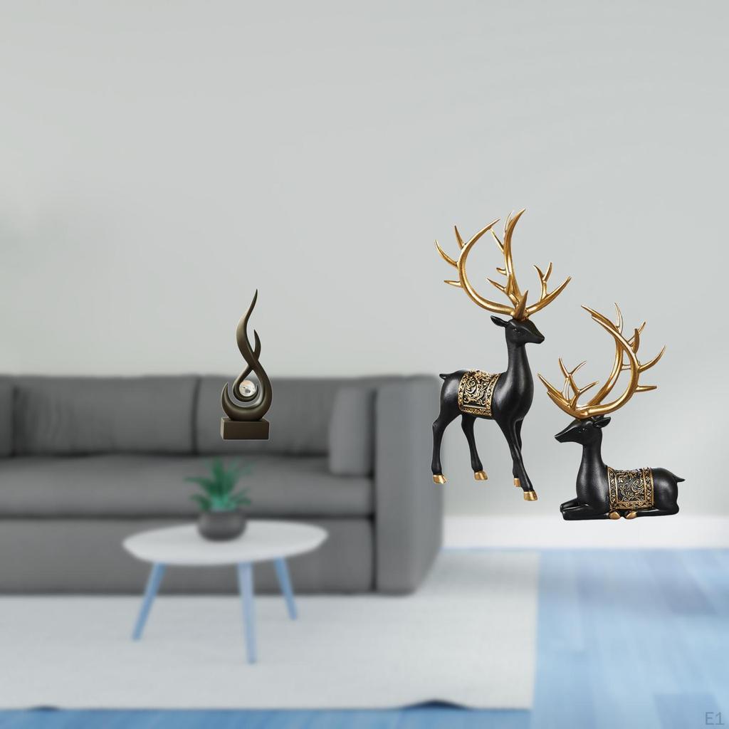 Abstract Fire Reindeer Statue Ornament Resin Flame Elk Figurine Modern Art Sculpture Animal Keepsake