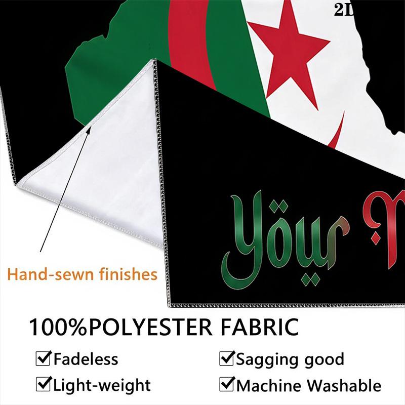 Algeria Flag Custom Name Wall Tapestry Aesthetic Wall Hanging Printed Fabric Blanket Decorative Tapestries for Bedroom Living Room Home Decor