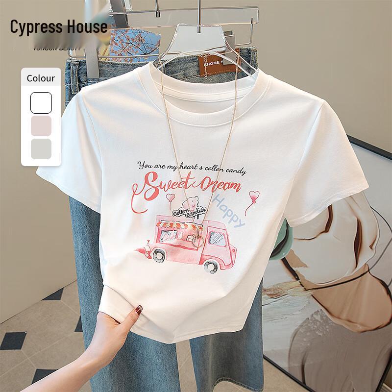 Women s Summer Slim Fit Letter Print T-Shirt M