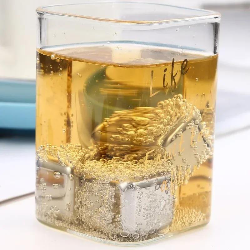 2/4/6/8/12Pcs Stainless Steel Ice Cubes Set Reusable Chilling Stones for Whiskey Wine Cooling Cube Chilling Rock Party Bar Tool