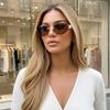 Metal Wide-leg Oval Sunglasses for Ladies High-end Frameless Metallic Studs 90319 Fashion Designer Eyewear Women Vintage