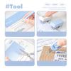 Mini Student Stationary Set for Kids Simplicity Blue White Color Pen Ruler Stapler Scissors Knife Set School Supplies Practical