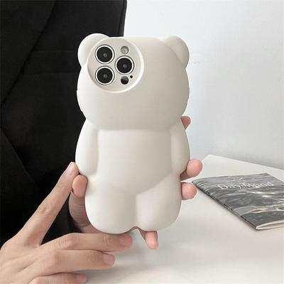 Sneeuwwitje Cartoon 3D Beer Vorm Leuke Case Voor Iphone 14 13 11 12 Pro Max Xs Xr X Matte Candy Kleur Dier Schokbestendig Zachte Cover