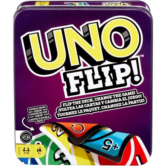Uno Jeu De Cartes,avec 112 Cartes Dans Une Boîte Métallique Robuste,Jouet Adultes,Enfant,Adolescent,A Partir De 7 Ans,GDG37