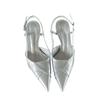 2025 Spring and Autumn New French Pointed Stiletto Single Shoes Temperament Pointed Empty Sandals Women's High Heels