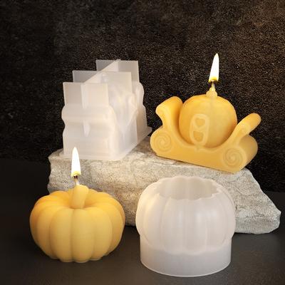 Moule en Silicone Tripode Citrouille 3D pour Bougie Parfumée Savon Plâtre Béton Artisanat DIY Outil de Fabrication de Cadeau d'Halloween
