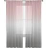 Ombre Pink Grey Sheer Curtains 63 Inches Length 2 Panels Set Chiffon Curtain Sheers for Living Room, Modern Solid Color Gradient Rod Pocket Window