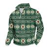 Men's Casual Quarter-Zip Stand Collar Sweatshirt with Christmas Print, Holiday Pullover