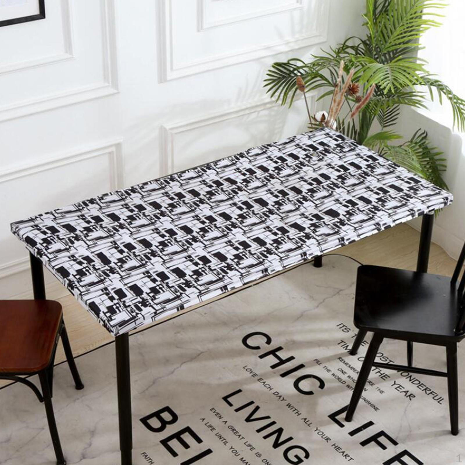 183x76cm Tablecloth, Printed Table Cloth Wrinkle Anti-Fading Elastic Edged Tablecloths Washable F