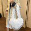 Women Fluffy Shoulder Bag Commuting Shopping Outdoor Travel Crossbody Bags Fashion Portable Female Heart Tote