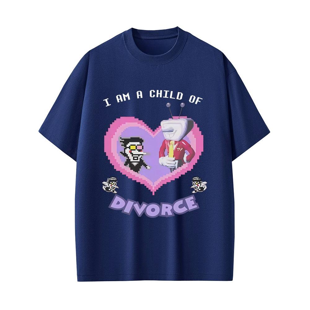 Game Deltarune Spamton and Tenna I Am Child of Divorce Funny Meme Tshirts Unisex Women Casual Cotton Vintage Shortsleeved Top M