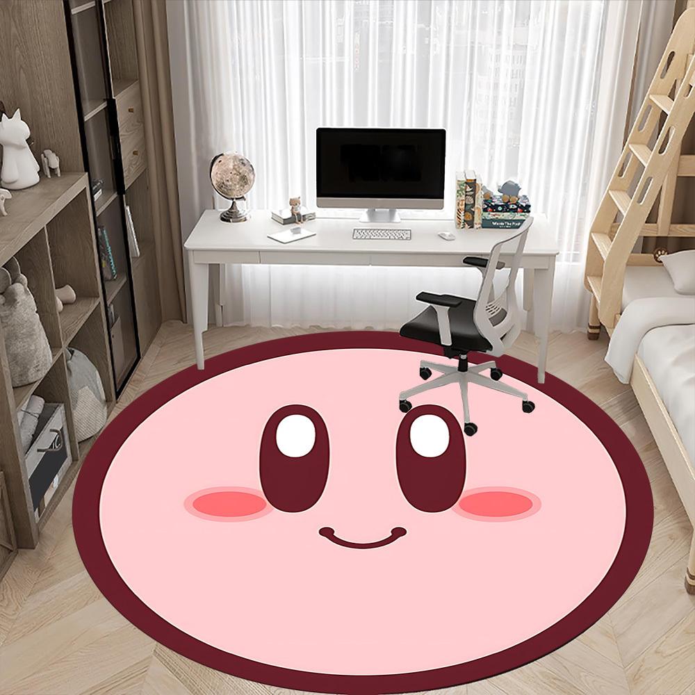 1pc Kawaii Kirby Office Round Area Rug, Indoor Mat Suitable For Office,Bedroom Living Room Home Decor, Room Deco a0926031