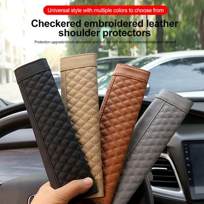 Car Interior Decor Comfortable Seat Belt Padding Shoulder Protective PU Leather Cover Fit for All Cars Seat Belt Accessories