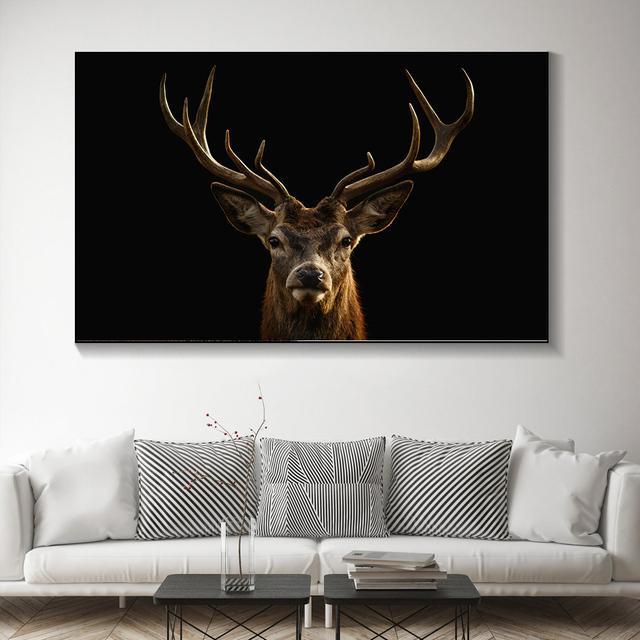 Animal Noble Deer In Winter Snow Forest Canvas Painting Posters and Prints Wall Art Pictures For Living Room Home Decor No Frame