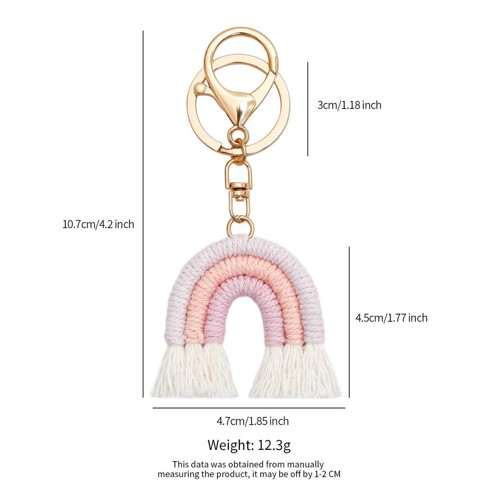 Hand-woven Rainbow Pendant Bohemian Fringed Bag Pendant Mini Cute Keychain Pendant