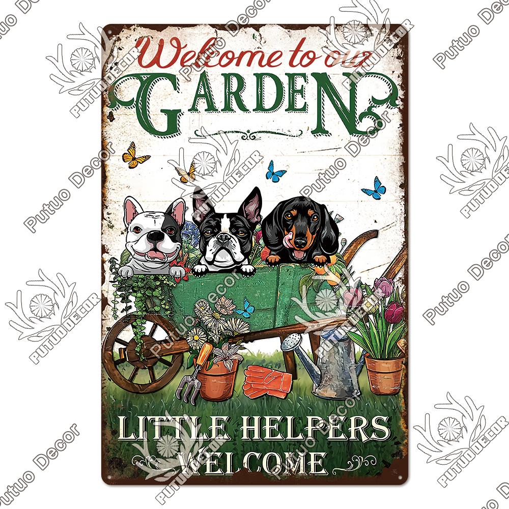 Putuo Decor Garden Vintage Tin Sign Plaques Metal Retro Posters Wall Art Decoration for Backyard Room Rustic Home Farmhouse Gift