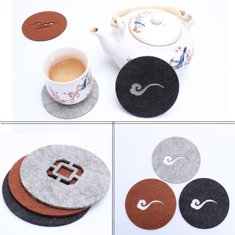 Pabei 9cm Round Hollow Felt Drink Coaster