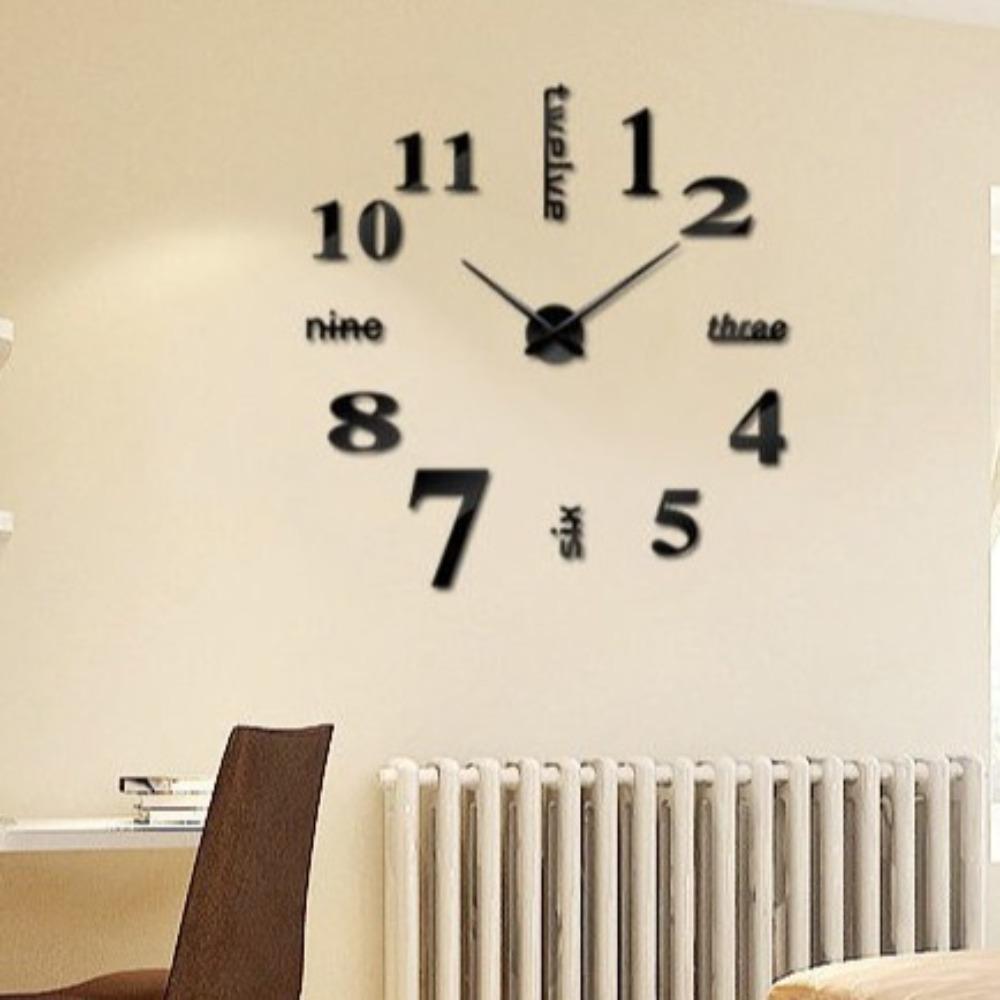 Silent Digital Wall Clock DIY Hanging Watch Simple Mute Clock Bedroom