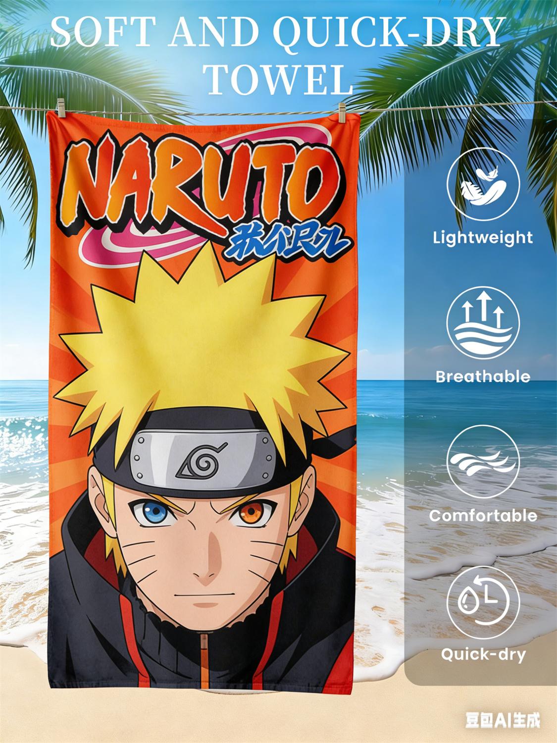 

Naruto Beach Towel, Anime Fan Favorite Character Print Quick-Dry Towel for Beach, Pool, Vacation and Anime Enthusiasts W40*H60(CM)