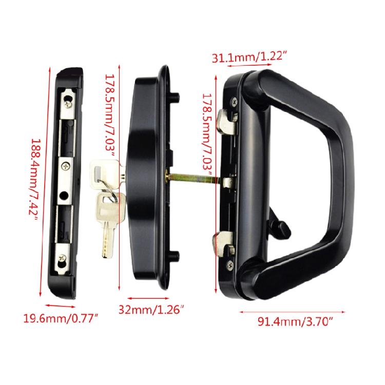 Easy Installation Patio Door Handle with for Key Zinc Alloy White/Black Door Han