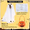 Ghost Dog Costume Set - White Ghost Costume for Dogs & Cats - Halloween Cosplay & Candy Bucket