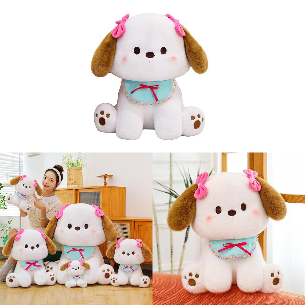 Plush Dog Doll With Butterfly Bow For Kids Gift And Playroom Decor