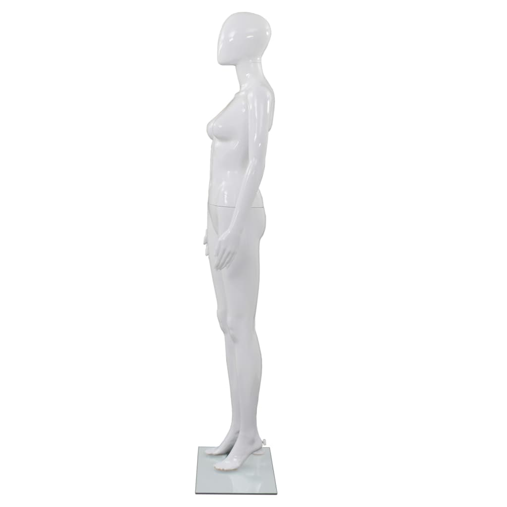 Vidaxl Manekin Damski Ze Szklaną Podstawą, Biały, Błyszczący, 175 Cm