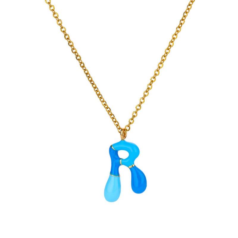 Necklace Women's Color Epoxy Bubble Sensing Dopamine Letter Pendant English Letter Necklace