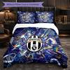 Juventus FC Pattern 3 Pieces Bedding Set Soft Microfiber Duvet Cover with Pillow Cases for Bedroom