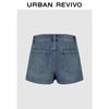UR2026 Trendige Damen-Shorts aus gewaschenem Denim mit Strasssteinen