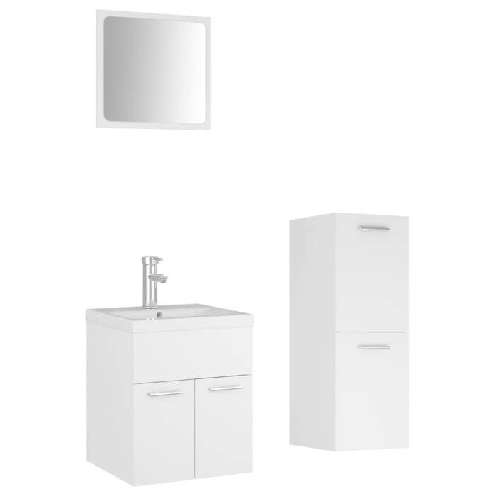 VidaXL Bathroom Furniture Set Storage Cabinet Toilet Cupboard Wall Mirror Sink Cabinet and Washbasin 3071441