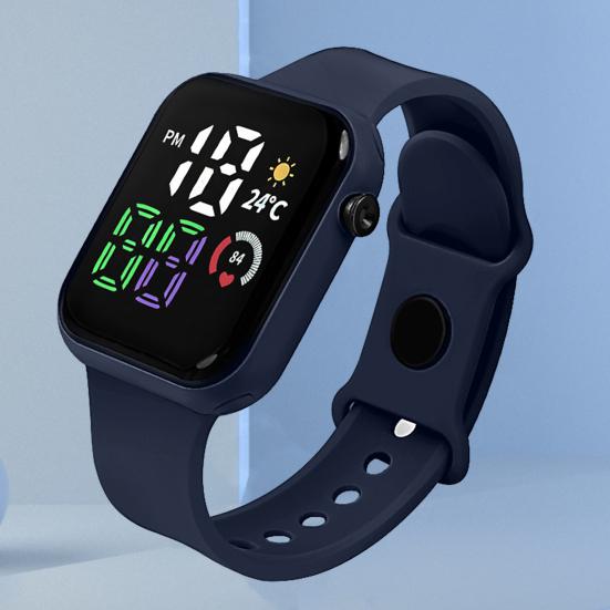 Dětské LED digitální hodinky Čtvercový ciferník Vodotěsné Sportovní náramkové hodinky pro chlapce Dívky Módní elektronické hodiny