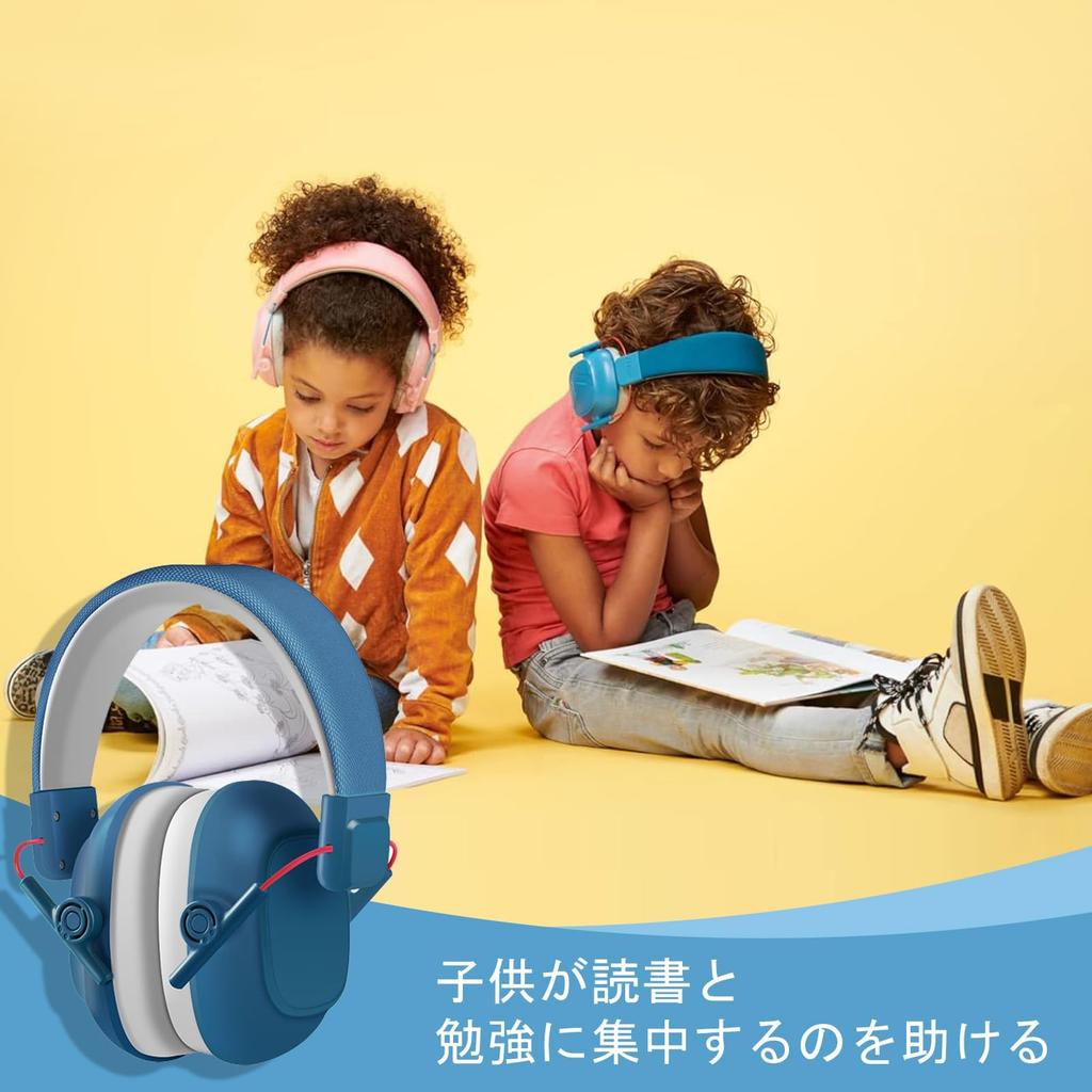 PLMQAZ Soundproof Earmuffs for 26db Soundproof for and Hearing Noise Reduction Children, Headphones, Foldable, Students, Sleep, Study, Relief, (Blue)