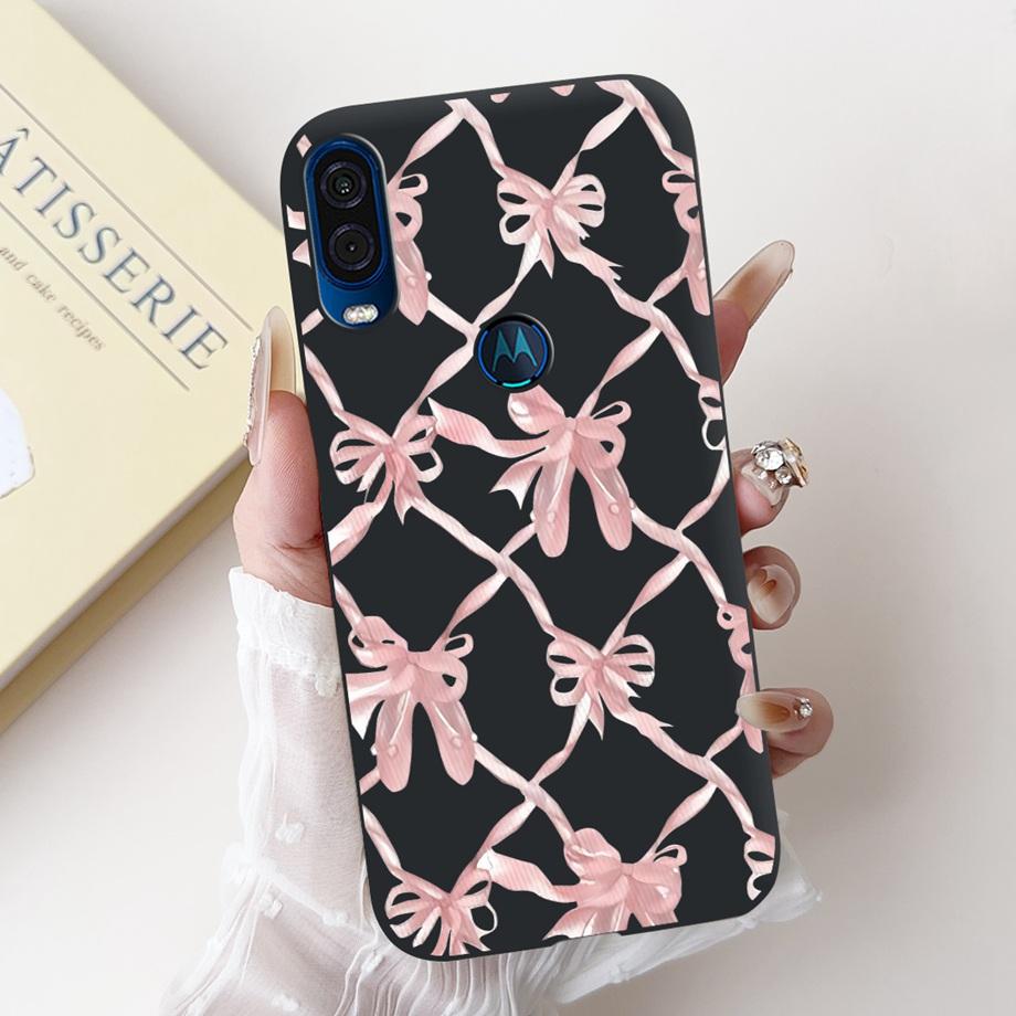 For Motorola One Vision One Macro Phone Case Motorola P50 Back Cover Soft Matte Silicone Slim Fundas Lovely Panda Rabbit Flower