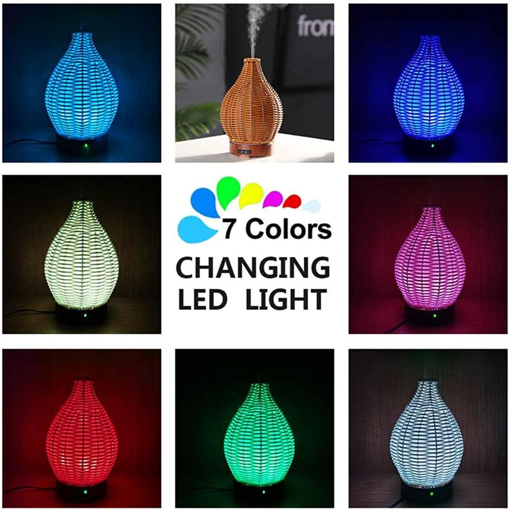 Difuzor de ulei ential Umidificatoare de ceață de aromă din ratan Difuzoare de aromoterapie Waterl Protecție de oprire automată pentru casă