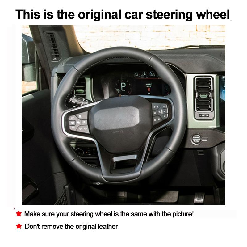 Hand Stitching Car Steering Wheel Cover Wrap For Ford Bronco VI 2020 2026 2026 2026 2026 2026 Braid On Steering-wheel Holder