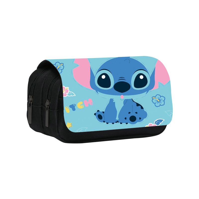 Stitch Double Layer Pencil Case For Students With Polyester Material And Storage Space